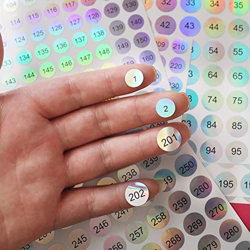 10 PCS/SET 1-500 Número redondo adesivos a laser etiqueta digital etiqueta de batom tags colorido
