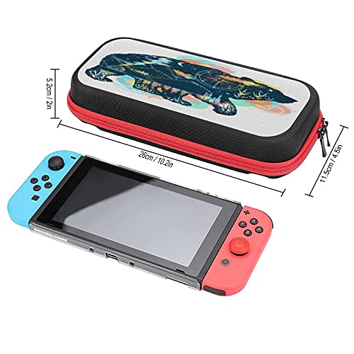 Magic Bear Art Mountains Compass Bear Bear Grizzly Caso para Switch Game Console e Acessórios, Traveling Carrying