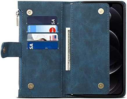 Caixa de proteção telefônica Caixa da carteira compatível com iPhone 13 Pro Max, estojo com zíper com slot de suporte para cartão