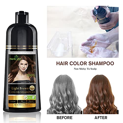 Herbishh Hair fortalelening Combo contém cor de xampu de cabelo tintura de cabelo 500 ml marrom claro+ óleo de argano