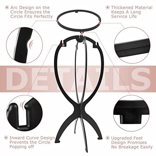 Curador de cabelo portátil 3 peças preto portador curto shig durável portátil removível secador de peruca para colocação