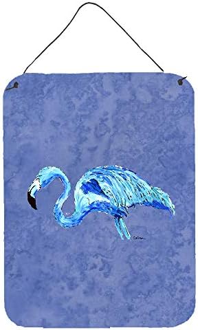 Tesouros de Caroline 8873DS1216 Flamingo na parede azul ou portas de ardósia estampas penduradas, placa de parede de parede de