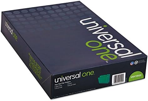 Pasta de arquivos coloridos de produtos de escritório universal, 1/3 de corte de uma guia, legal, verde brilhante, 100/caixa