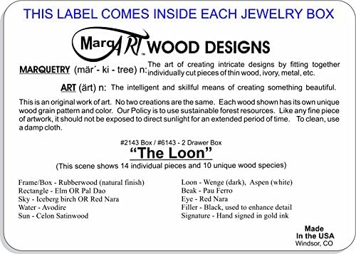 Marqart Wood Art Loon Box - Feito à mão nos EUA - Qualidade incomparável - Única, não há dois são iguais - trabalho