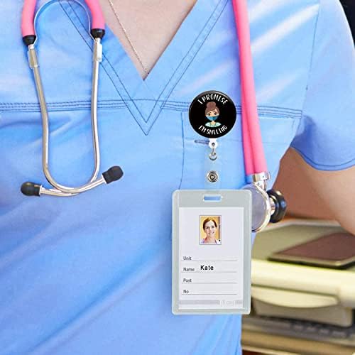 Bolos de crachá retráteis com clipe de jacaré, prometo que estou sorrindo engraçado Nome de enfermeira ID do cartão de tag cartão para enfermagem RN CNA MD Doctor Office