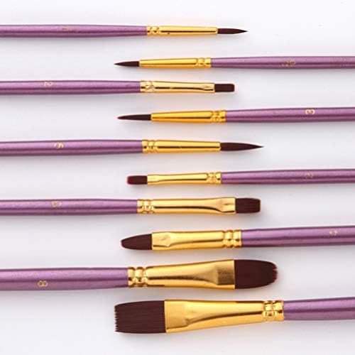 Cabilock 10pcs pincéis de pincéis, pincéis de cabelo de nylon, pincéis de arte, suprimentos de desenho e arte, pincéis de tinta