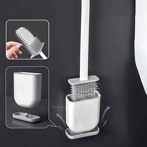 Escova de vaso sanitário zukeems escova de silicone pincel de parede de parede pincel de maçaneta longa com ferramentas de limpeza de base à prova de vazamentos.