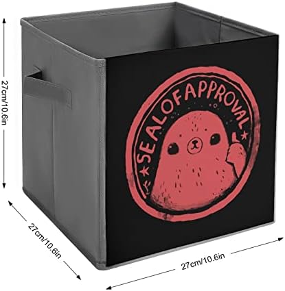Cubos de armazenamento de focas fofos com alças bancos de tecido dobrável Organizando cestas para prateleiras armário
