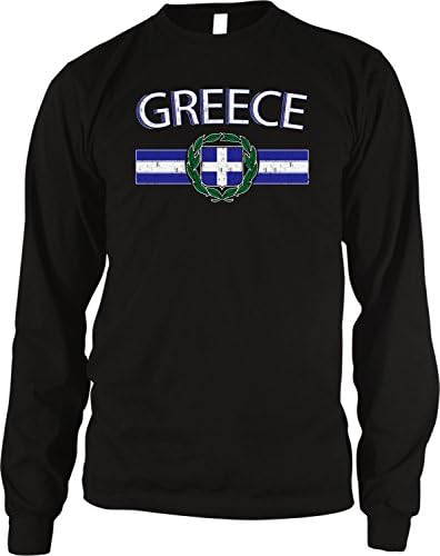 Bandeira da Amdesco Grécia e emblema do país camisa térmica de manga comprida masculina