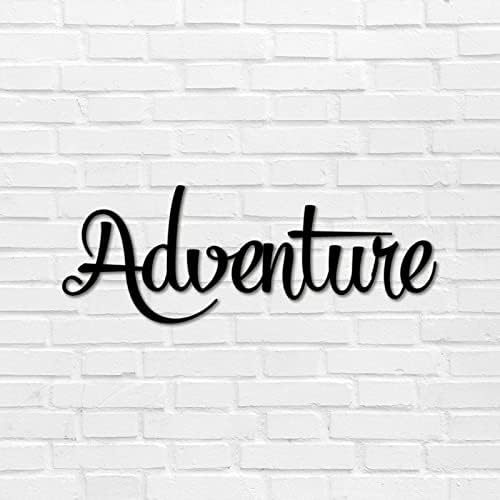 Alioyoit Metal Sign Adventure Word Art Sign Sign de caligrafia Plata de barra de metal personalizável Sinal de escultura