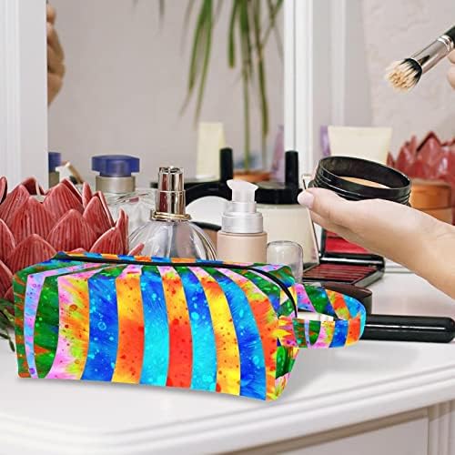 Saco de higiene pessoal pendurado de viagem, organizador de maquiagem portátil, suporte de cosméticos para pincéis, Psyche Swirl Rainbow