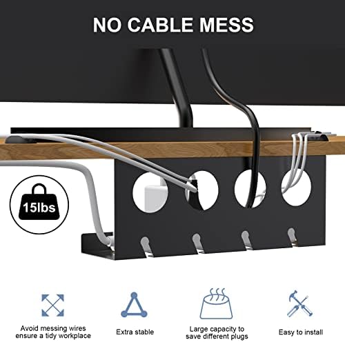 Gerenciamento de cabos sob a mesa 2 pacote sob gerenciamento de cabos de mesa Tay Super Sturdy Metal Cable Way