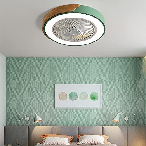 SDFDSSR 7cm fino fã de teto de madeira moderno com luz LED, controle remoto LED Dimmable Profile de baixo perfil Luz de madeira elétrica tranquila para o quarto, sala de princesa infantil