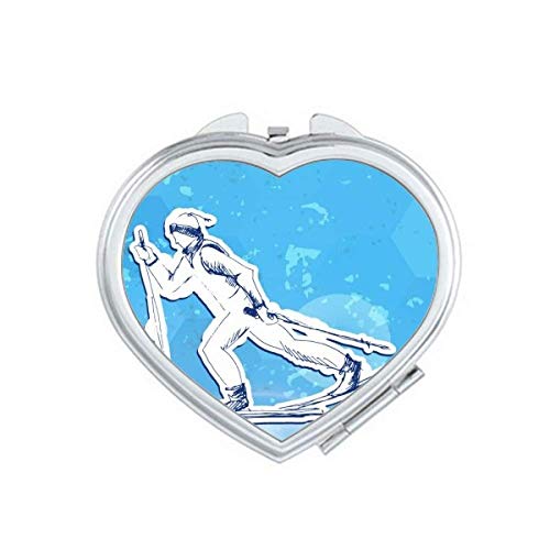 Winter Sport Snowboarding azul Branco ilustração espelho Greatificação portátil portátil maquiagem de bolso