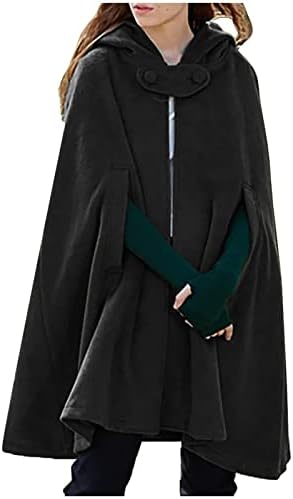Jjhaevdy Women's Wool mistura com capuz Cape maxi manto casaco gótico com capuz aberto