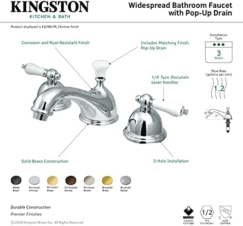 Kingston Brass KS3960pl Restauração Torneira de banheiro generalizada, preto fosco