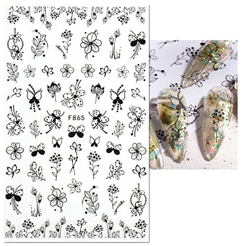 Jmeowio 9 lençóis de primavera Butterfly Nail Art Sticks Decalques Auto-adesivo Pegatinas uñas suprimentos coloridos