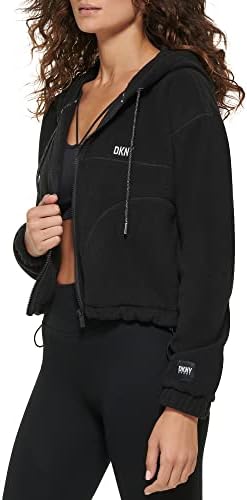 DKNY Women's Sport Cropped Crop Full Zip Polar Fleece Jacket
