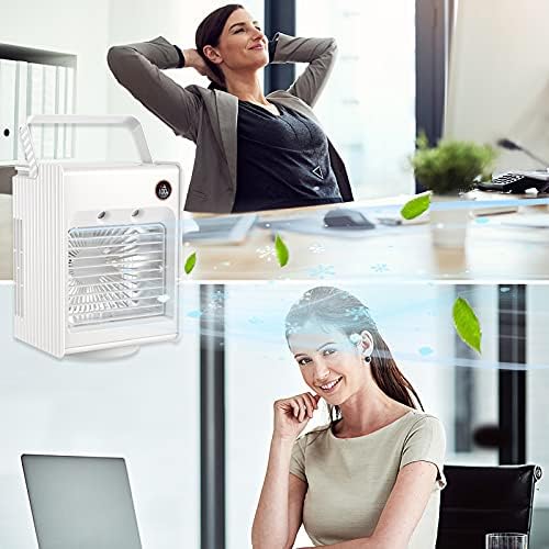 Ventilador de ar condicionado portátil, ventilador de refrigerador pessoal com 3 velocidades, fã de névoa de umidificador