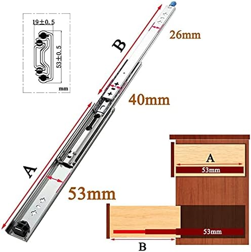 Corretores de gavetas para serviço pesado com trava de 500 mm de corredores telescópicos de extensão completa Slides Rails Capacidade de rolamento de 120 kg, 1 par, 20in = 508mm