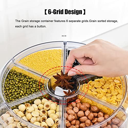 Distribuidor de grãos de cereais XIYAO 20lbs 360 ° Dispensador de alimentos de arroz rotativo 6 grades recipientes de arroz Recipientes