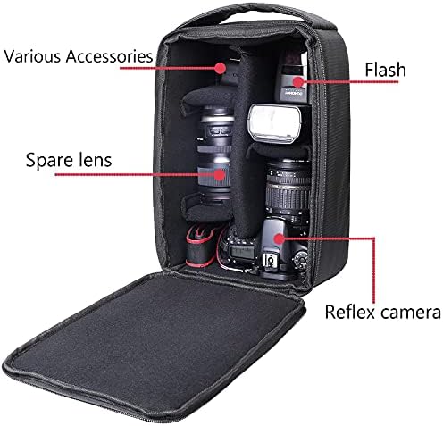 Ayvanber Roomy Camera Protetive Bag Bag Inserir lente à prova d'água Pouca DSLR SLR à prova de choque SLR Caixa de transporte com liner acolchoado de partição espessa para a câmera Sony Canon Nikon Flash Light & Accessories