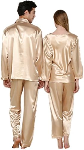 Pijama de cetim de seda masculina de Zuevi Definir colorido dourado clássico casais sedosos Conjunto de roupas de dormir