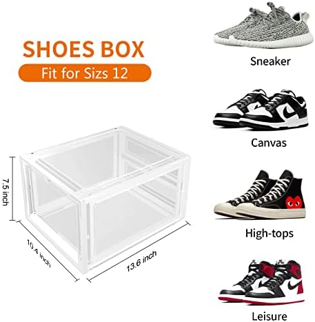 Caixa de sapatos eoszaous, 6 caixas de sapatos de embalagem empilhável plástico transparente, caixas de armazenamento