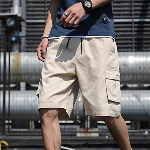 Shorts de verão casuais masculinos com bolsos, shorts de carga elástica de cintura