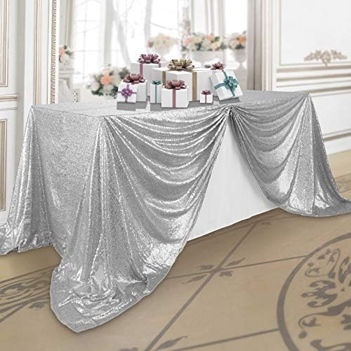 Lann's Linens 90 x 156 Silver Tloth, toalha de mesa de retângulo brilhante para casamento, festa, banquete