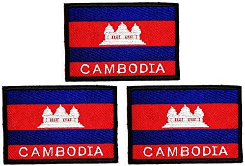 Kleenplus 3pcs. 1,7x2,6 polegada. Camboja Flag Bordado Ratch Ferro em Sew On Flag country nacional de emblemas para o traje de jeans