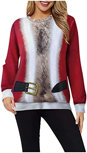 Hoodies de pulôver para mulheres de Natal de Natal Tunics Top Top Fall Sleeve Sleeve Longa Pullover de Streetwear Loose