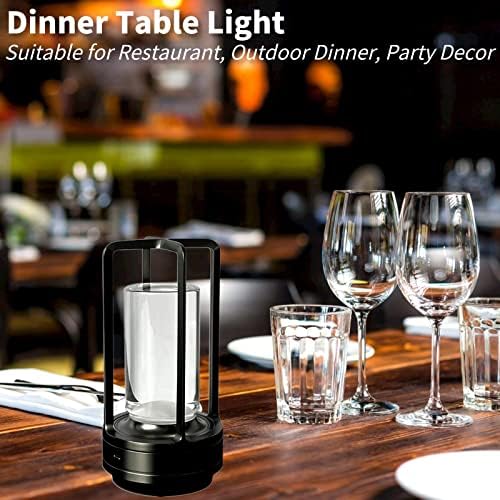 Brabola sem fio Restaurante Lâmpada de mesa, lâmpada de mesa recarregável com bateria com touch touch mais escuro portátil LED de noite