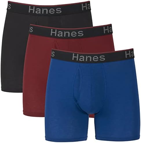 Pacote de cuecas boxer masculinos de suporte masculino de suporte total de Hanes, Anti-Chafing, Underwear