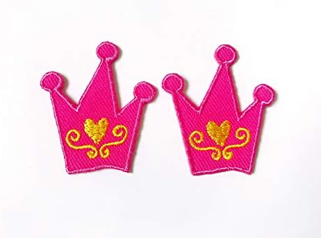 O conjunto de 2 minúsculos. Mini Crown Pink Cute Desenho de desenho animado Costure Ferro em Applique Bordiques Applique Sign