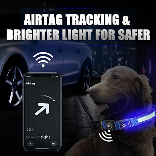 Airtag Dog Collar, LED Apple Airtag Cola de cães com suporte de ar Apple Airtag Case, Acessórios de Air Airtag de Apple, colar
