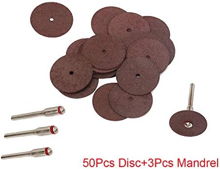 Junte -se a Ware 50pcs 25mm mini ferramenta rotativa resina de corte de roda de corte lâmina + 3pcs Mandrel Cut Off para metal, plástico