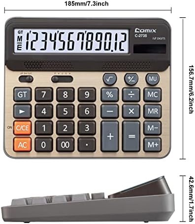 Calculadora de desktop da comix energia solar potência dupla com tela grande de 12 dígitos e calculadora de escritório de teclas grandes e grandes para a escola de escritório em casa
