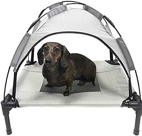 Midlee Grey elevado berço de estimação com capa ao ar livre de cães- pequena tenda levantada- lavável