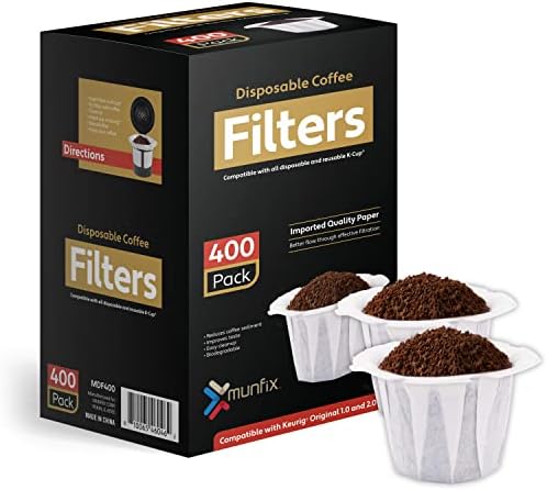 Filtros de café descartáveis, filtro de café de 400 contagem de papel para Keurig Brewers Sirt serve 1.0 e 2.0 Compatível com todas