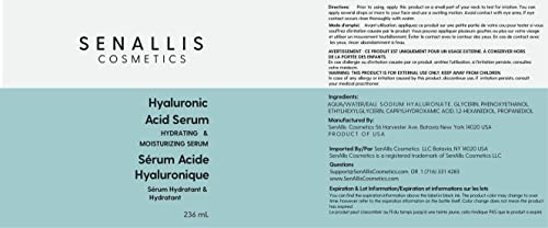 Soro de ácido hialurônico 8 fl oz e 2 fl oz, feitos de ácido hialurônico puro, anti-envelhecimento, anti-rugas e hidratante ultra-hidratante