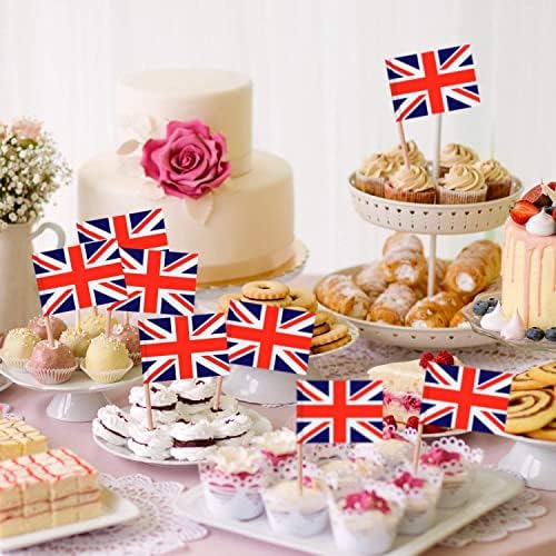 Shatchi pacote de 50/200 união jack britânico bandeiras de sanduíche de alimentos coque de copo de bolo bolo bastões de tabela de tabela