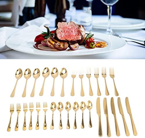 Conjunto de talheres dourados, talheres de aço inoxidável de 30pcs com faca de colher e garfo de utensílios de mesa de mesa