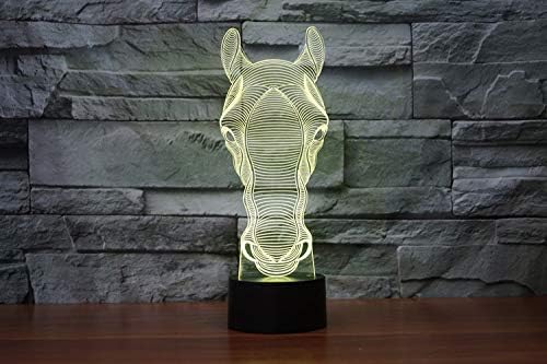 Jinnwell 3d cavalo noite lâmpada leve ilusão 7 cor para alteração de toque de mesa lâmpadas de decoração de mesa de decoração LED LED Christmas Presente com acrílico Base ABS plana