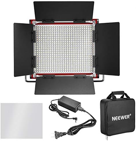 Neewer 2 pacote bi cor 660 LED LEVA LUZ E STAND KIT: 3200-5600K CRI 96+ Luz adquirível com suporte U e Barndoor, suporte de
