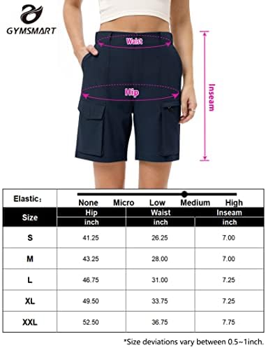 Shorts de caminhada de 5 / 7 femininos com bolsos de carga rápida seca shorts atléticos leves para o verão casual