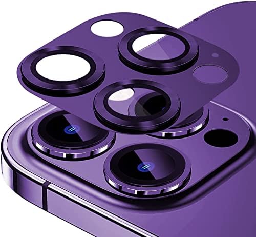 Porolir Compatível para iPhone 14 Pro e iPhone 14 Pro Max Camera Lens Protector 3D Metal Plus 9H Vidro de vidro temperado Protetor de tela Anti Scratch Camera Tampa para iPhone 14 Pro Max e 14 Pro Purple