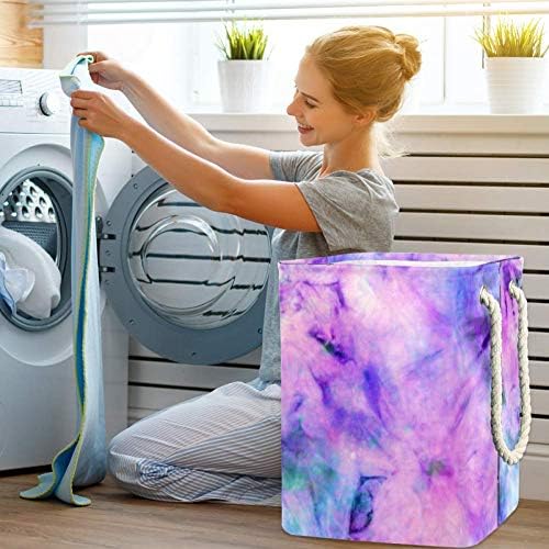 Incomer Laundry Horty Tie Tie Dye Purple Imprimindo cestas de lavanderia dobrável Organização de armazenamento de roupas de lavagem para banheiros dormitórios do quarto