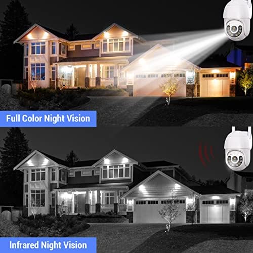 Câmeras de segurança de Yeleoke ao ar livre, 1080p HD 360 ° Vista câmeras Wi-Fi de inclinação da panela para segurança doméstica, áudio bidirecional, detecção de movimento, empurrão de alarme, câmera com fio IP de Dome Ip de Visão Noturna IR （32G）