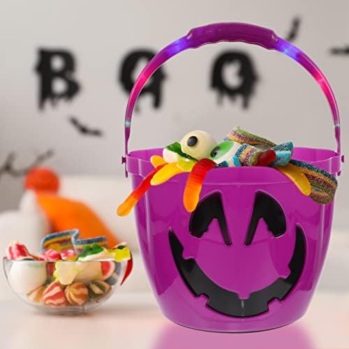 Gadpiparty 8.65 Halloween truque ou tratamento de balde de halloween abóbora balde balde balde de abóbora caldeirão kettle cocô para crianças favores, roxo